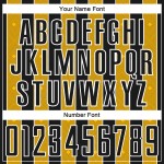 Uniform Sublimation Black Line Soccer Sports Custom Pinstripe Gold-White Jersey