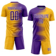 Custom Soccer Jersey Uniform Purple-White Gold Arrow Gradient Sublimation