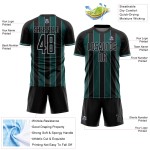 Line Black Sublimation Sports Jersey Soccer Green-Gray Pinstripe Uniform Midnight Custom
