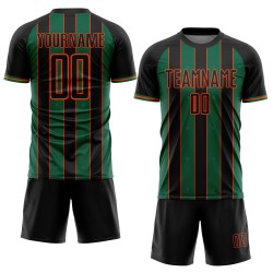 Custom Black Line Green-Orange Soccer Jersey Pinstripe Uniform Sports Kelly Sublimation
