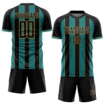Soccer Pinstripe Sublimation Line Black Gold Teal-Old Sports Jersey Uniform Custom