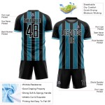 Panther Sports Sublimation Uniform Soccer Line Blue-White Pinstripe Custom Jersey Black