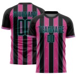 Uniform Jersey Pinstripe Line Sports Pink-Aqua Black Soccer Custom Sublimation