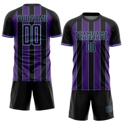 Sublimation Sports Jersey Soccer Uniform Pinstripe Blue Line Purple-Light Custom Black