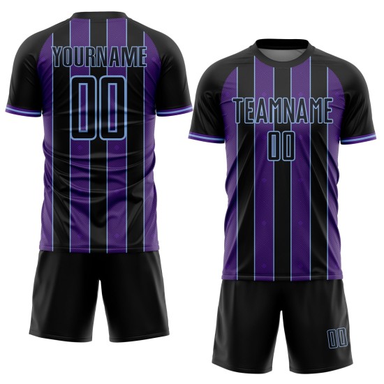 Sublimation Sports Jersey Soccer Uniform Pinstripe Blue Line Purple-Light Custom Black