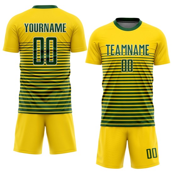 Jersey Green-White Uniform Gold Custom Soccer Sublimation