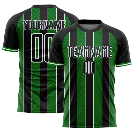Soccer Pinstripe Line Jersey Sports Green-White Grass Custom Sublimation Black Uniform Soccer Pinstripe Line Jersey Sports Green-White Grass Custom Sublimation Black Uniform
