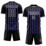 Pinstripe Purple-White Soccer Sports Uniform Black Line Jersey Dark Custom Sublimation Pinstripe Purple-White Soccer Sports Uniform Black Line Jersey Dark Custom Sublimation