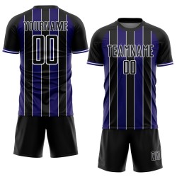 Pinstripe Purple-White Soccer Sports Uniform Black Line Jersey Dark Custom Sublimation Pinstripe Purple-White Soccer Sports Uniform Black Line Jersey Dark Custom Sublimation