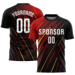 White Soccer Black-Gold Jersey Sublimation Red Custom Uniform