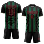 Custom Pinstripe Soccer Uniform Sublimation Kelly Jersey Sports Green-Red Line Black