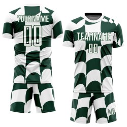Uniform Soccer Custom Green Plaid White Jersey Sublimation