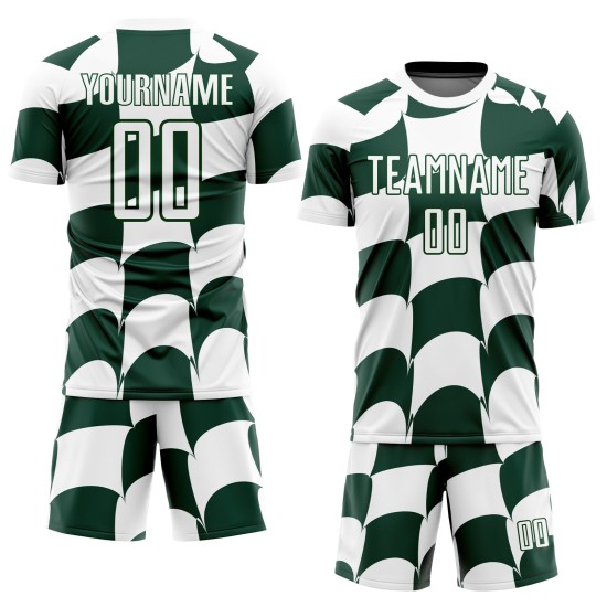 Uniform Soccer Custom Green Plaid White Jersey Sublimation