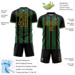 Sports Uniform Black Kelly Soccer Custom Jersey Pinstripe Line Green-Gold Sublimation