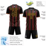 Burgundy-Gold Sports Soccer Custom Jersey Line Pinstripe Sublimation Uniform Black