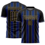 Black Jersey Gold Royal-Old Uniform Pinstripe Sublimation Sports Custom Soccer Line