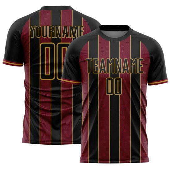 Crimson-Old Jersey Line Uniform Sports Black Custom Soccer Gold Sublimation Pinstripe