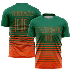 Uniform Pinstripe Orange Green Custom Soccer Jersey Kelly Sublimation Fade Fashion