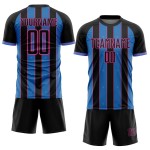Uniform Jersey Powder Blue-Pink Black Line Pinstripe Custom Sublimation Sports Soccer Uniform Jersey Powder Blue-Pink Black Line Pinstripe Custom Sublimation Sports Soccer