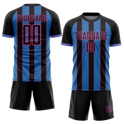 Uniform Jersey Powder Blue-Pink Black Line Pinstripe Custom Sublimation Sports Soccer Uniform Jersey Powder Blue-Pink Black Line Pinstripe Custom Sublimation Sports Soccer