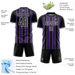 Jersey Uniform Sports Sublimation Pinstripe Line Soccer Custom Black Purple-White