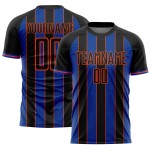 Blue-Orange Sublimation Uniform Thunder Jersey Pinstripe Sports Black Soccer Line Custom Blue-Orange Sublimation Uniform Thunder Jersey Pinstripe Sports Black Soccer Line Custom
