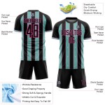 Ice Pinstripe Soccer Jersey Black Sports Sublimation Uniform Line Blue-Pink Custom