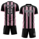 Line Sublimation Black Jersey Light Uniform Custom Pinstripe Pink-White Soccer Sports