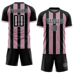 Line Sublimation Black Jersey Light Uniform Custom Pinstripe Pink-White Soccer Sports