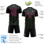 Soccer Line Black Custom Green-Pink Sports Sublimation Uniform Pinstripe Jersey